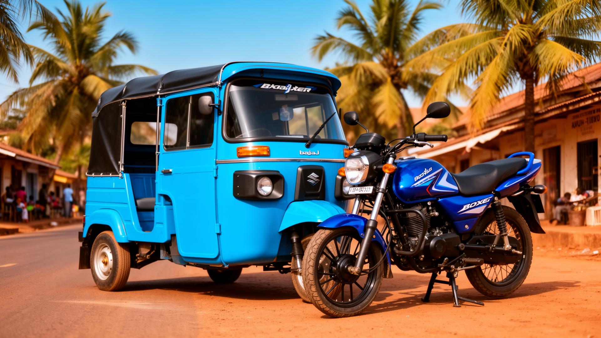 Bajaj three-wheeler and motorcycle on a Tanzanian street